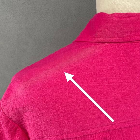 Vtg 80s 90s Two Potato Button Down Tie Back Short Sleeve Maxi Dress S Pink NOS - Picture 9 of 16